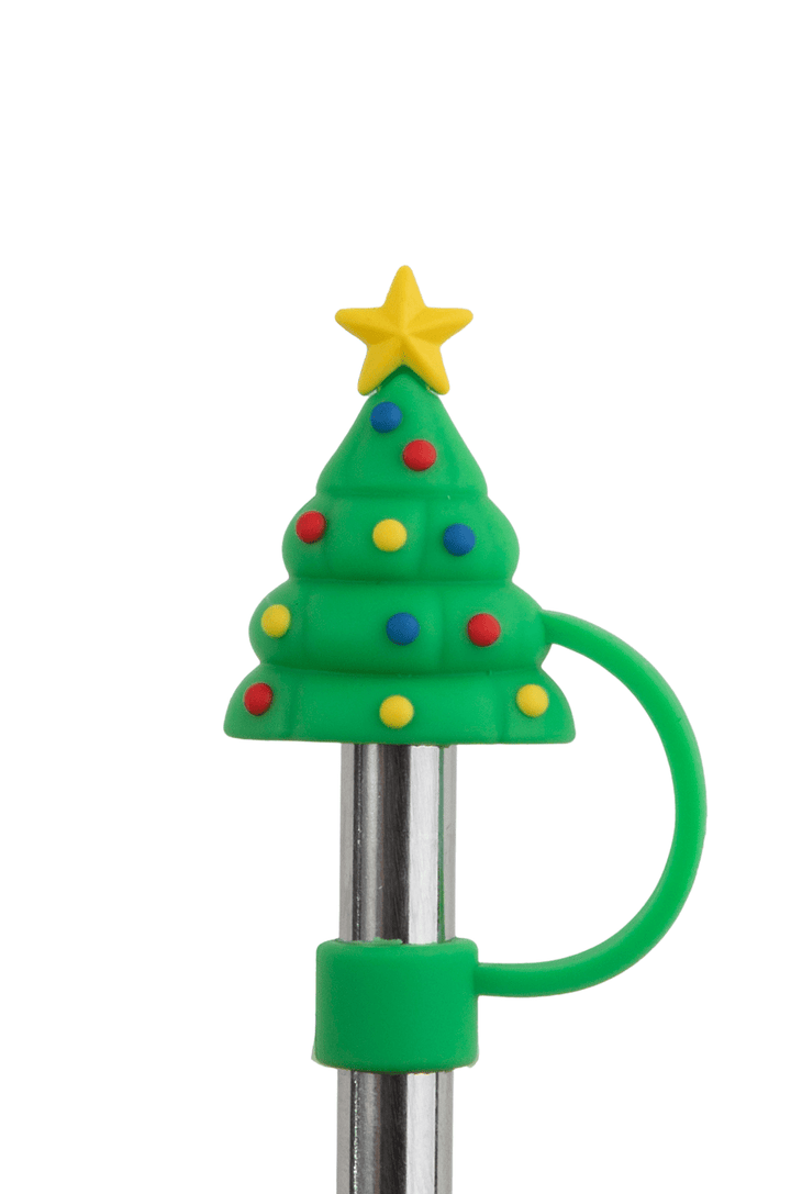 Silicone Straw Cover Lizzard flask Christmas Tree / One Size