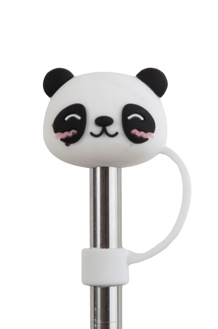 Silicone Straw Cover Lizzard flask Panda / One Size