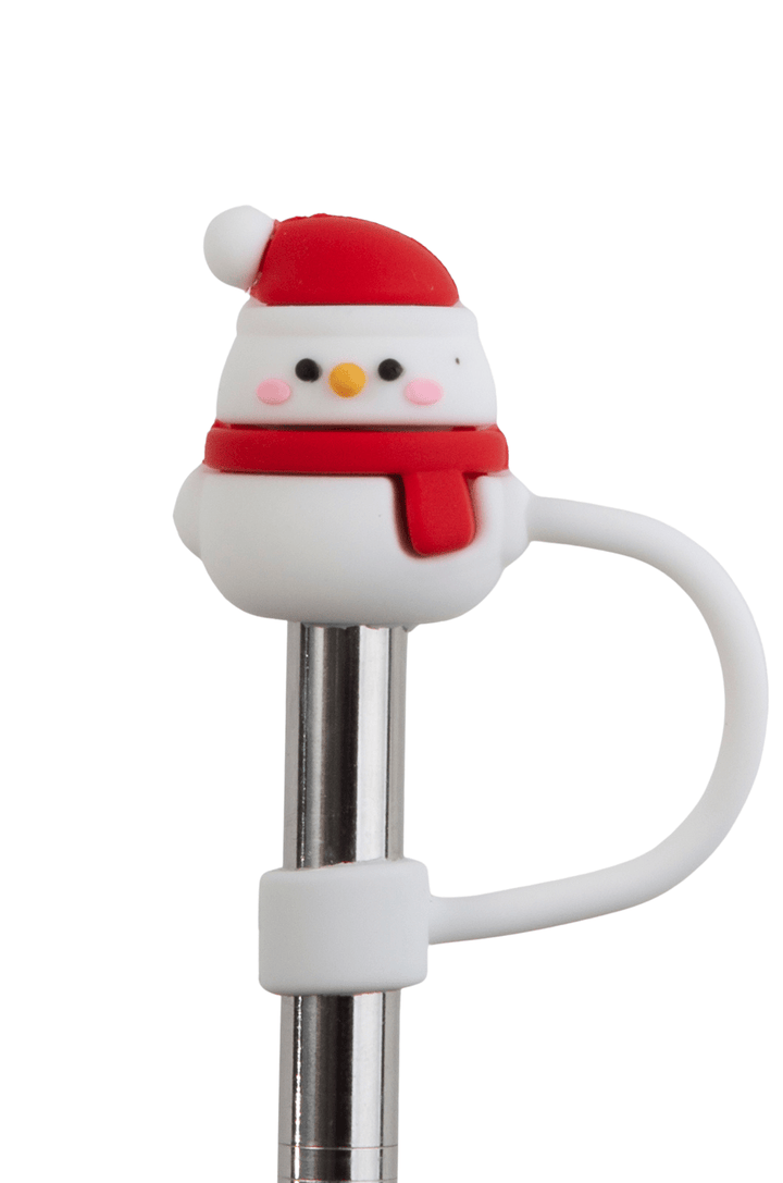 Silicone Straw Cover Lizzard flask Snow Man / One Size