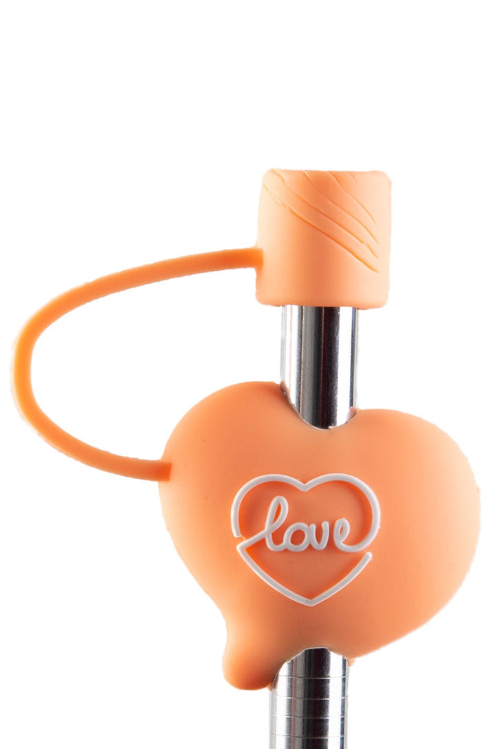 Silicone Straw Cover Lizzard flask access Heart / One Size