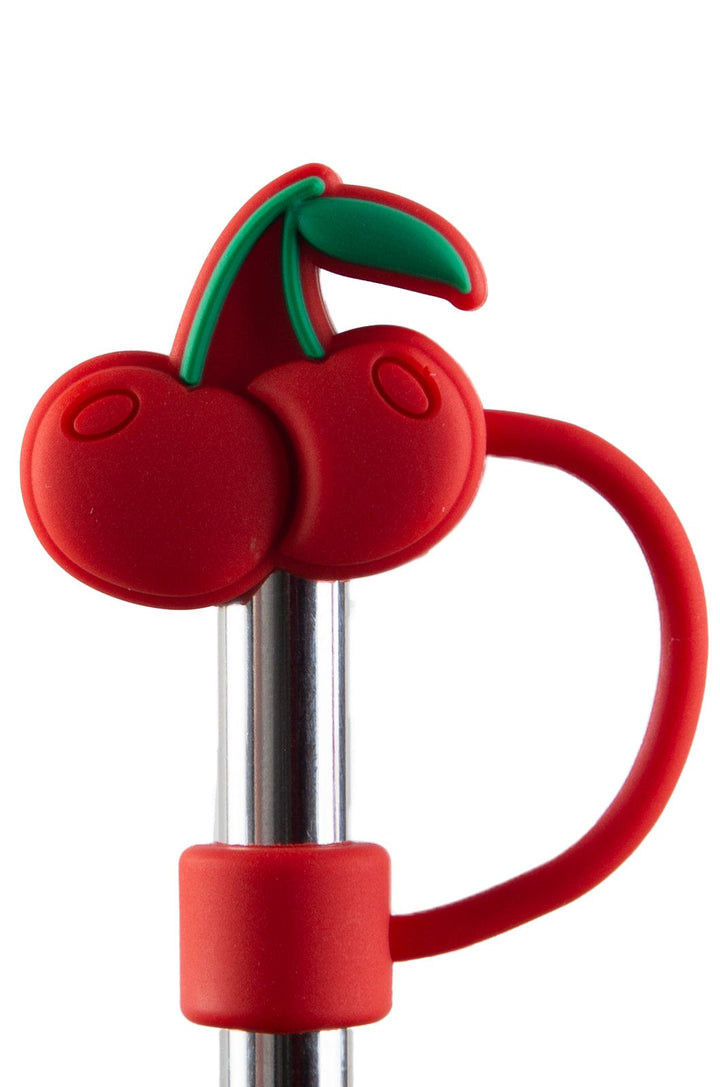 Silicone Straw Cover Lizzard flask access Cherry / One Size