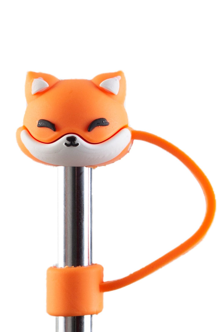 Silicone Straw Cover Lizzard flask access Fox Orange / One Size