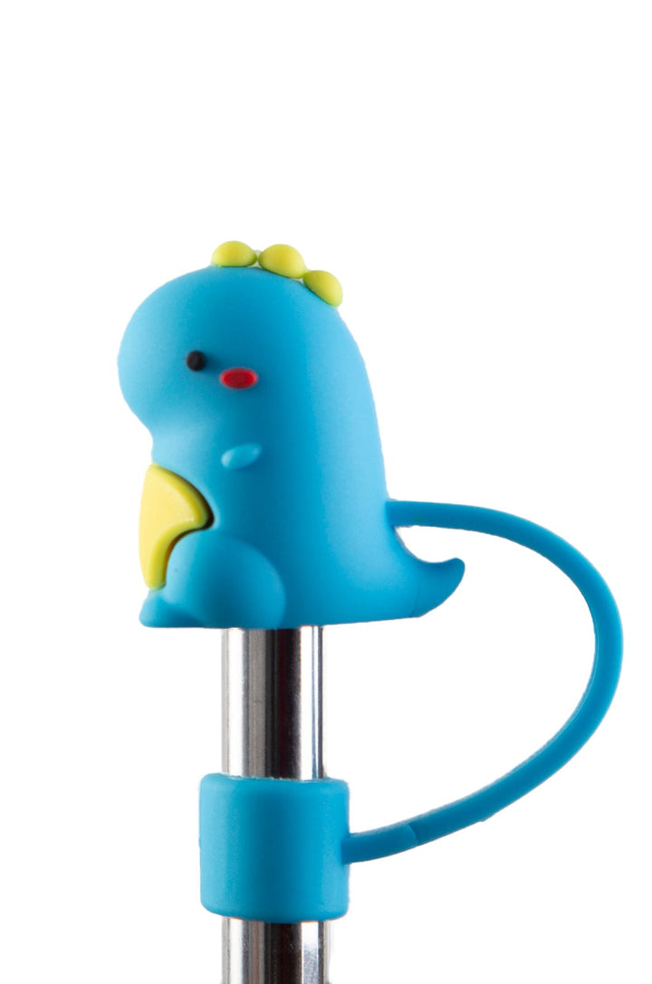 Silicone Straw Cover Lizzard flask access Dinosaur / One Size