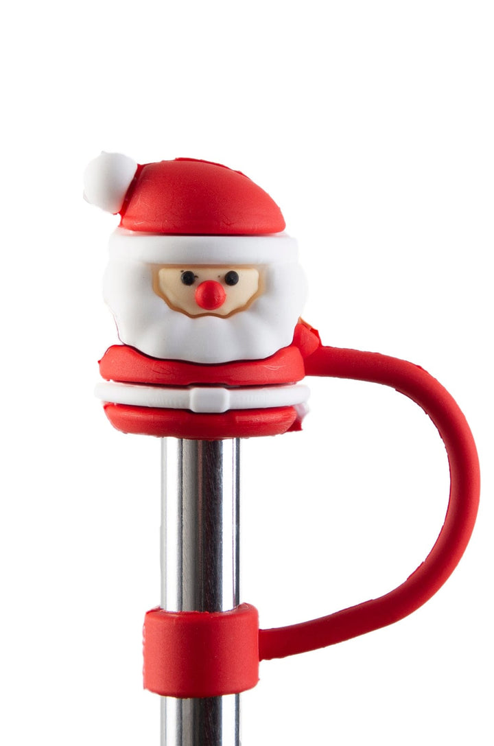 Silicone Straw Cover Lizzard flask access Santa / One Size