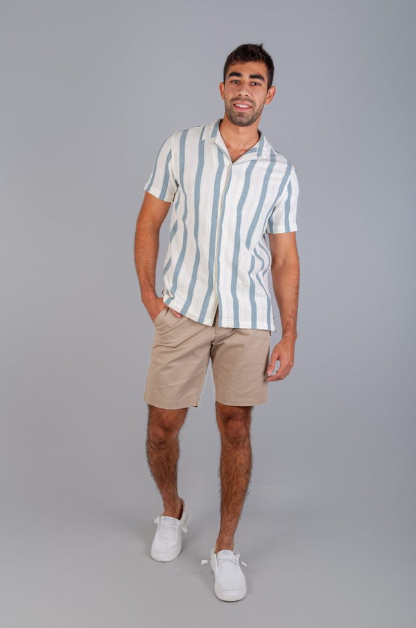 Zak - Mens Button Up Lizzard apparel Blue Stripe / XS