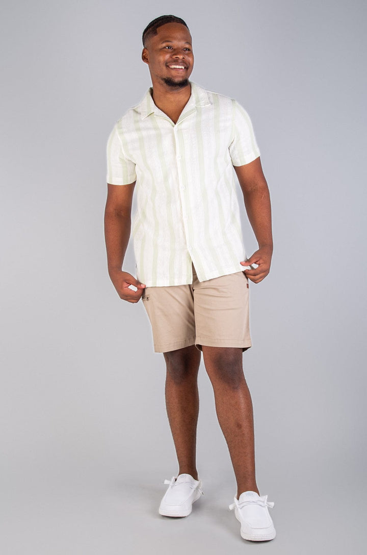 Zak - Mens Button Up Lizzard apparel Green Stripe / XS