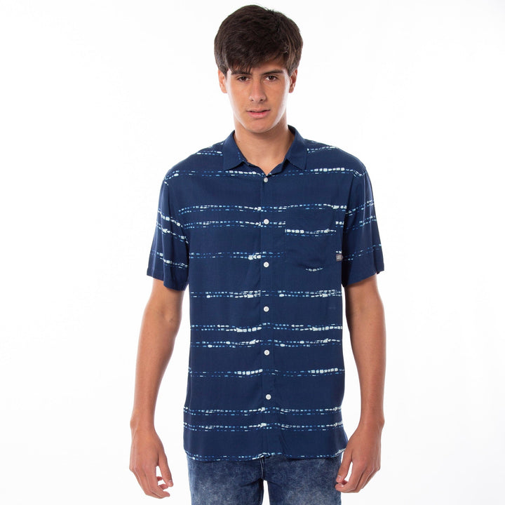 Anahu - Mens S S Buttonup Lizzard apparel Estate Blue / XS