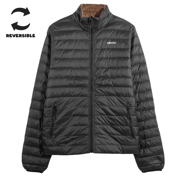 Brayan - Mens Reversible Puffer Lizzard apparel Black/Mushroom Brown / S