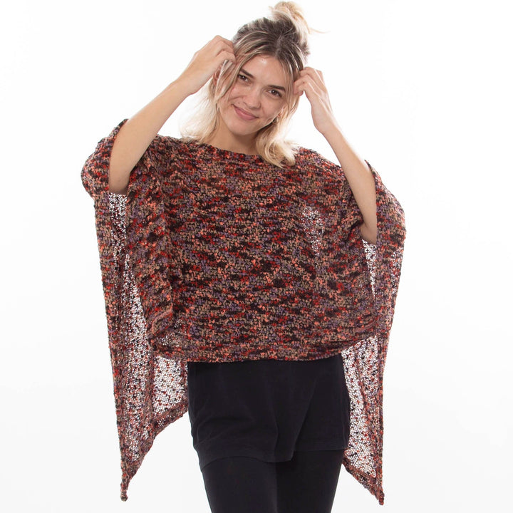 Christene - Ladies Poncho Lizzard apparel Mottled Red / One Size