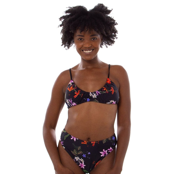 Cosimia - Ladies Bikini Top Lizzard swimwear Dark Bold Botanical / 28/4