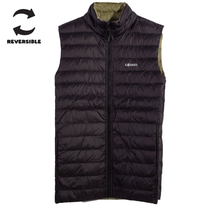 Dugmore - Mens Sleeveless  Reversible Puffer Lizzard apparel Black/Olive / XS