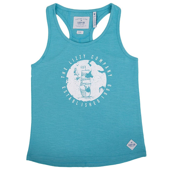 June - Teen Girls Vest Lizzard apparel Dusty Turquoise / 6/7