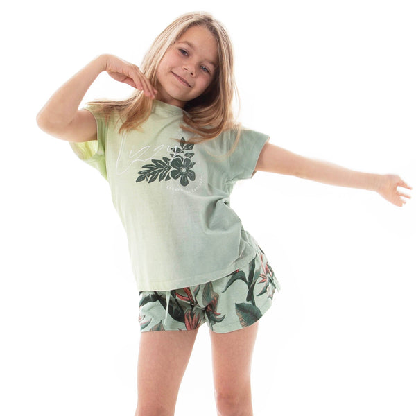 Minou - Teen Girls S/S Tee Lizzard apparel Mint/Green Ombre / 6/7