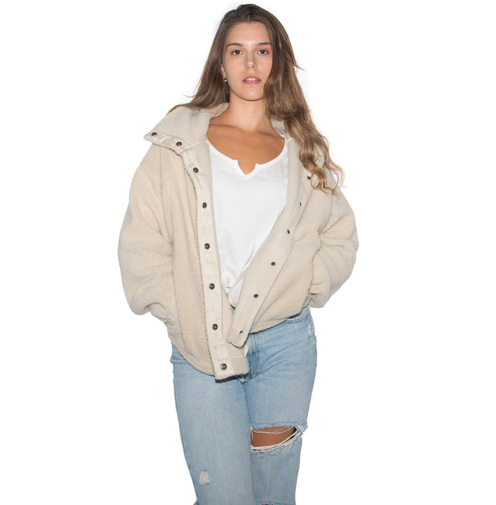 Sherriha - Ladies Press Stud Jacket Lizzard apparel Ivory / XS